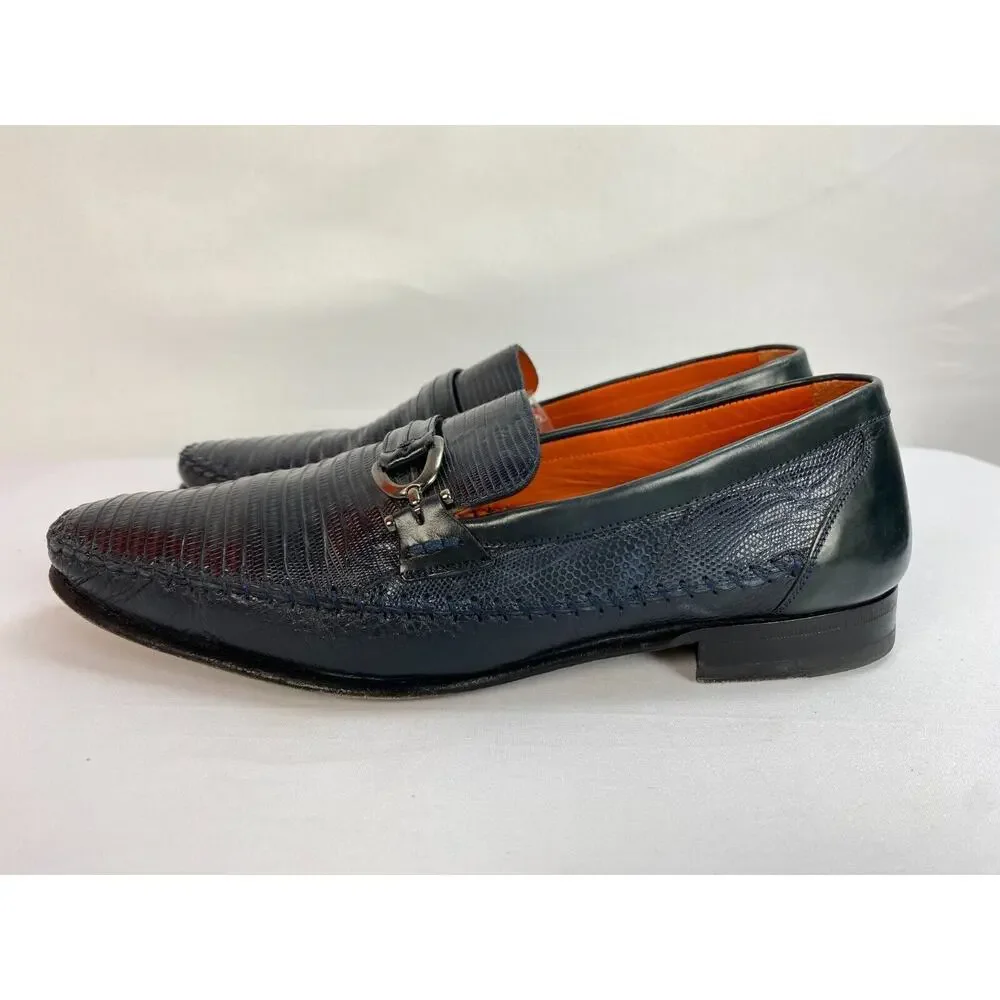 Mezlan Men's Genuine Lizard Navy Blue Loafer Size 8M